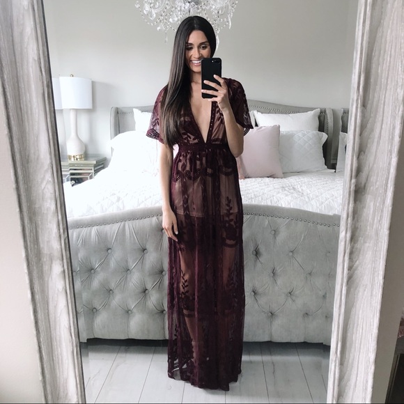 FINAL 2!!! Burgundy Lace Maxi Romper - Picture 7 of 16